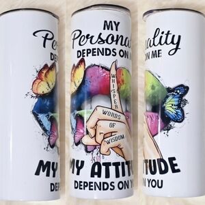 Colorful Butterfly & Rainbow Lips  Tumbler